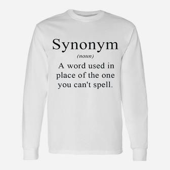 Synonym Definition English Teacher Grammar Long Sleeve T-Shirt - Seseable