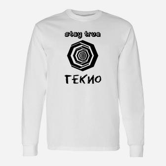 Tekno Hexagon Grafik Herren Weißes Langarmshirts, Stay True Design - Seseable