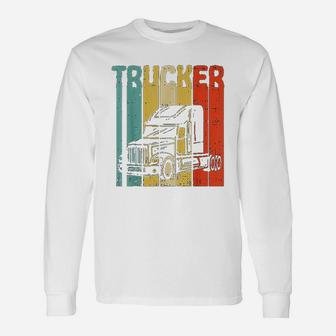 Trucker Retro Truckin Big Rig Semi Trailer Truck Driver Long Sleeve T-Shirt - Seseable