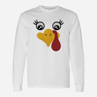 Turkey Face Turkey Trot Thanksgiving Turkey Face Long Sleeve T-Shirt - Seseable