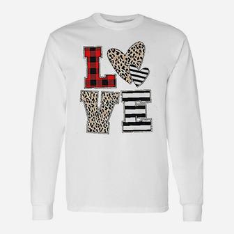 Valentines Day Love Heart Valentines Sequins Heart Love Long Sleeve T-Shirt - Seseable