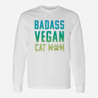 Vegan Cat Mom Cute Vegan Long Sleeve T-Shirt - Seseable