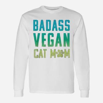 Vegan Cat Mom Cute Vegan For Cat Lovers Long Sleeve T-Shirt - Seseable