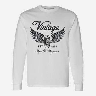 Vintage 1961 Aged To Perfection Vintage Motorcycle Biker Long Sleeve T-Shirt - Seseable
