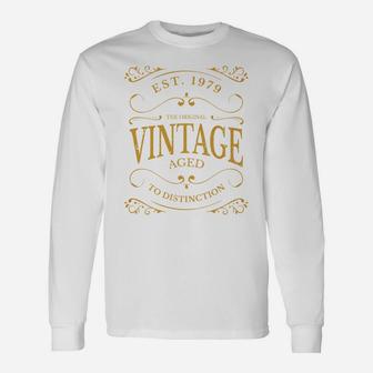 Vintage 1979 Birthday Whiskey Wine Label Long Sleeve T-Shirt - Seseable