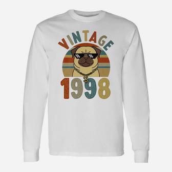 Vintage 24th Birthday Dog Pug Vintage 1998 Classic Long Sleeve T-Shirt - Seseable