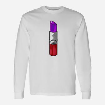 Vintage 70s Retro Purple Lipstick Long Sleeve T-Shirt - Seseable