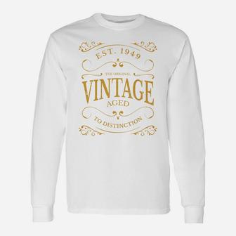 Vintage 70th Birthday Whiskey Wine Label Long Sleeve T-Shirt - Seseable