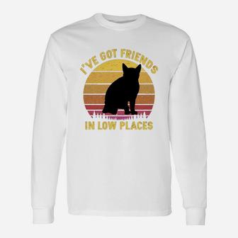 Vintage American Wirehair I Have Got Friends In Low Places Cat Lovers Long Sleeve T-Shirt - Seseable