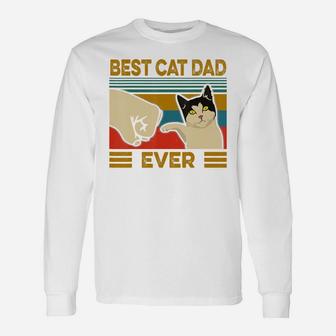 Vintage Best Cat Dad Ever Bump Fit Long Sleeve T-Shirt - Seseable