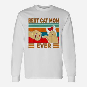 Vintage Best Cat Mom Ever Unique Long Sleeve T-Shirt - Seseable