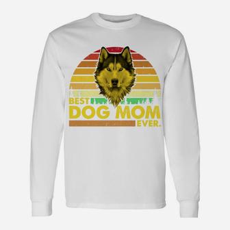 Vintage Best Husky Mom Ever Dog Mommy Mother Long Sleeve T-Shirt - Seseable