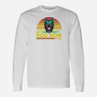 Vintage Best Pitbull Mom Ever Dog Mommy Mother Long Sleeve T-Shirt - Seseable