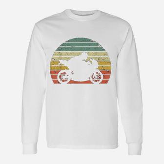 Vintage Biker Motorcycle Silhouette Retro Long Sleeve T-Shirt - Seseable