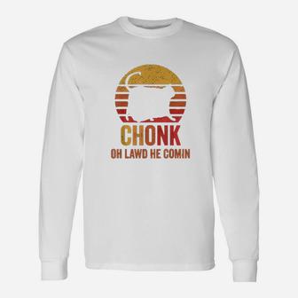 Vintage Fat Cat Memes Chonk Cat Long Sleeve T-Shirt - Seseable