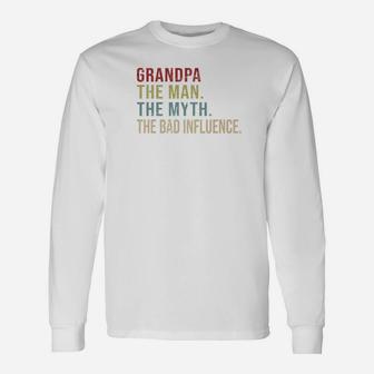 Vintage Grandpa The Man The Myth The Bad Influence Premium Long Sleeve T-Shirt - Seseable