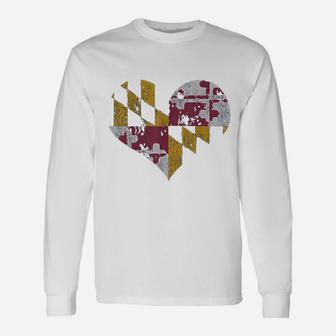 Vintage Heart Flag Of Maryland Long Sleeve T-Shirt - Seseable