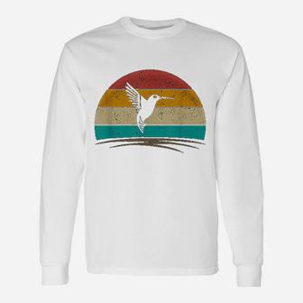 Vintage Hummingbird Retro Distressed Hummingbird Long Sleeve T-Shirt - Seseable