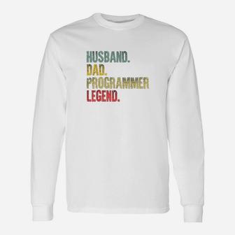 Vintage Husband Dad Programmer Legend Retro Long Sleeve T-Shirt - Seseable