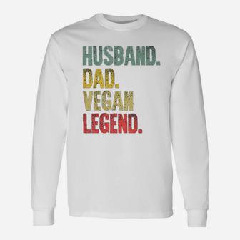 Vintage Husband Dad Vegan Legend Retro Long Sleeve T-Shirt - Seseable