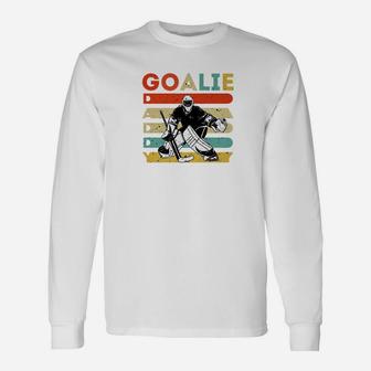 Vintage Ice Hockey Goalie Daddy Father Day Hockey Premium Long Sleeve T-Shirt - Seseable
