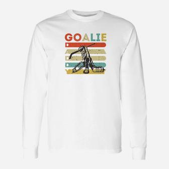 Vintage Ice Hockey Goalie Daddy Fathers Day Hockey Premium Long Sleeve T-Shirt - Seseable
