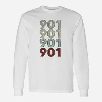 Vintage Memphis Tennessee 901 Area Code Retro Long Sleeve T-Shirt - Seseable