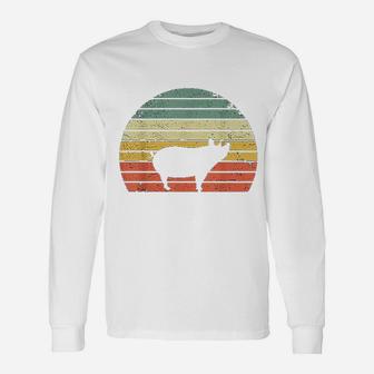 Vintage Pig Retro Sunset Colors Silhouette Long Sleeve T-Shirt - Seseable