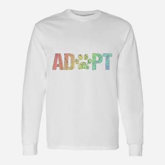 Vintage Rainbow Adopt A Dog Rescue Foster Adoption Month Long Sleeve T-Shirt - Seseable