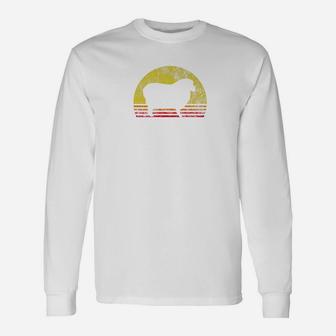 Vintage Retro Sunset Sheep Sheep Lover Idea Long Sleeve T-Shirt | Seseable UK