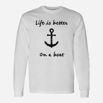 Vintage Sailing Boating Fishing Dad Mom Long Sleeve T-Shirt - Seseable