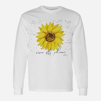 Vintage Sunflower Rise And Shine Long Sleeve T-Shirt - Seseable