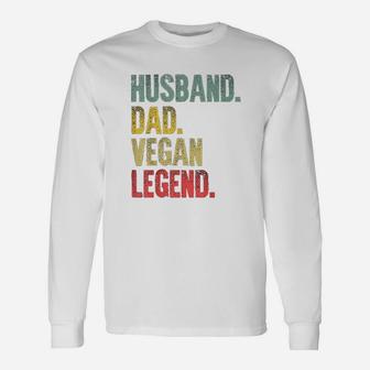 Vintage Thusband Dad Vegan Legend Retro Long Sleeve T-Shirt - Seseable