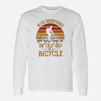Vintage Never Underestimate An Old Guy On A Bicycle Cycling Long Sleeve T-Shirt | Seseable CA