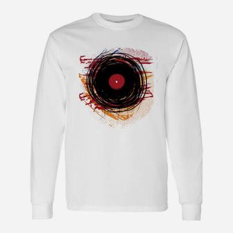 Vinyl Record Grunge Paint And Scratches Music Dj Long Sleeve T-Shirt - Seseable