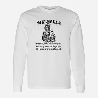 Walhalla Langarmshirts mit Nordischer Mythologie Spruch, Krieger-Design - Seseable
