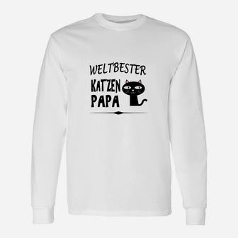 Weltbester Katzen Papa Herren Langarmshirts, Süßes Motiv für Katzenfans - Seseable