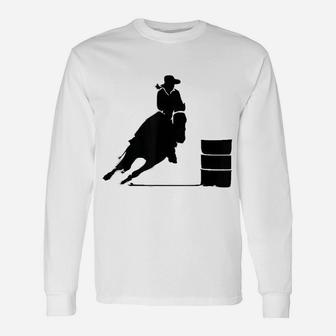 Western Cowgirl Barrel Racing Rider Rodeo Horse Riding Long Sleeve T-Shirt - Seseable
