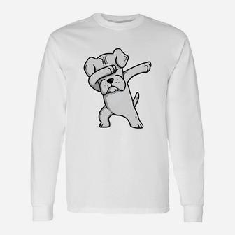 White Boxer Dabbing Dog Dab Dance Long Sleeve T-Shirt - Seseable