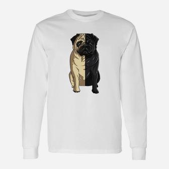 White Pug Black Pug Long Sleeve T-Shirt - Seseable