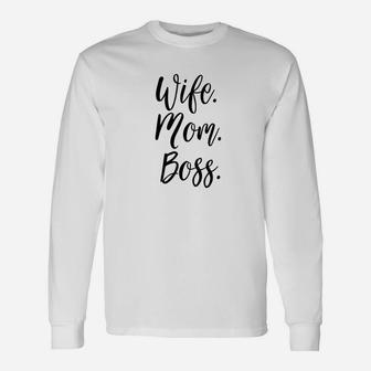 Wife Mom Boss Lady White Mommy Christmas Long Sleeve T-Shirt - Seseable