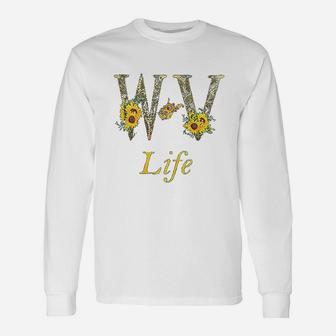 Wv Home Roots Pride Sunflower Lover Proud Map West Virginia Long Sleeve T-Shirt - Seseable