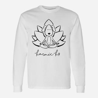 Yoga Dog With Lotus Flower Long Sleeve T-Shirt - Seseable