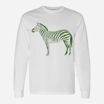 Zebra Irish Lucky Green Shamrock St Patricks Day Long Sleeve T-Shirt - Seseable