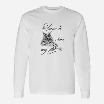 Zuhause Ist Wo Meine Katze Ist Langarmshirts - Seseable