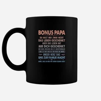 Bonus Papa Schwarz Tassen, Aufdruck für Stiefväter - Seseable