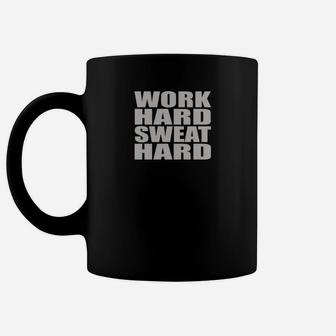 Motivierendes Sport-Tassen Work Hard, Sweat Hard in Schwarz, Fitness Tee - Seseable