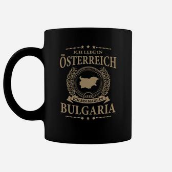 Österreich-Bulgarien Herzschlag Tassen, Schwarz mit Ländermotiv - Seseable