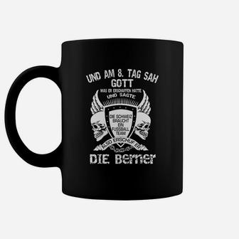 Schwarzes Herren Tassen Gott schuf Bärtige mit Totenkopf-Motiv - Seseable