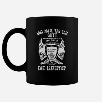 Schwarzes Herren Tassen, Lustiger Spruch & Totenkopf-Design - Seseable